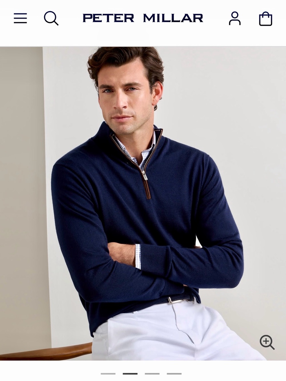 NWT Peter Millar Autumn Crest Suede Trim Quarter-Zip